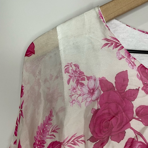 Elena Baldi NWT silk blend floral semi sheer top blouse large - Picture 4 of 9